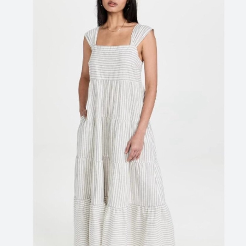 Madewell White Ruffled Smocked Maxi Sundress